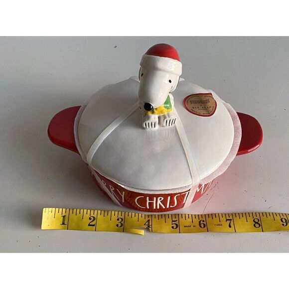 Rae Dunn Peanuts Snoopy Merry Christmas Ceramic Brie Baking Casserole Dish w/Lid - Picture 10 of 13